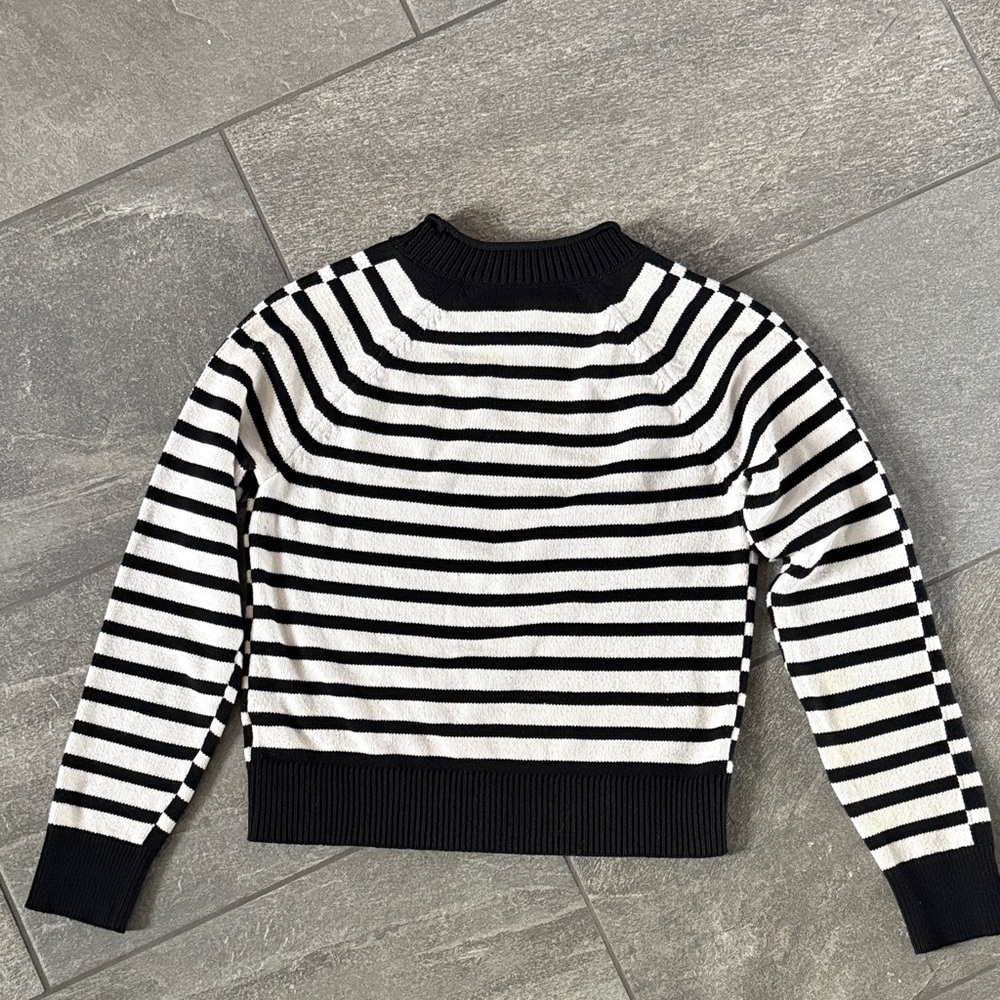 Michael Kors Black & White Striped Crewneck Sweater - Picture 8 of 13